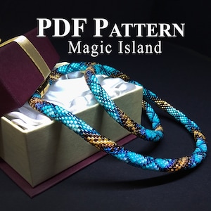 Bead Crochet Pattern, Beaded Necklace &quot;Magic Island&quot;, PDF Pattern Beads Crochet Necklace