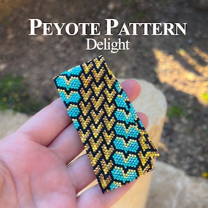 Peyoted Beaded Bracelets Pattern, Beads Bracelet &quot;Delight&quot;, Even-count Peyote Stitch Pattern