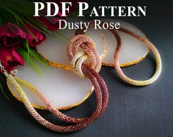 PDF pattern bead crochet necklace, Seed beads necklace pattern, Pattern crochet, Beaded necklace, Bead Pattern jewelry making, "Dusty Rose"