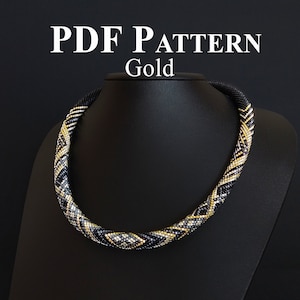 PDF Pattern for Bead Crochet Necklace, Beads Jewelry Making, Bead Crochet Pattern, Seed beads necklace pattern, Beaded Necklace &quot;Gold&quot;