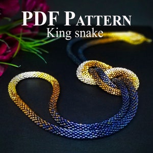 Pattern Bead Crochet Necklace,  Beaded Gradient Necklace &quot;King Snake&quot;, Beads Crochet Pattern