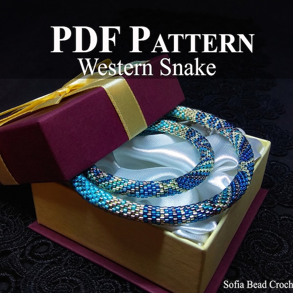 Bead Crochet Pattern for Beaded Necklace "Western Snake" - Bead Crochet Necklace - Artisan beads jewelry