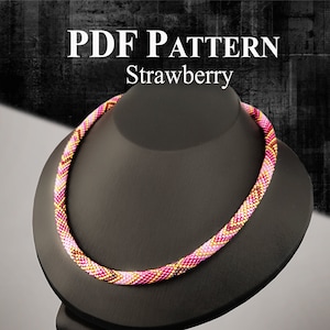 PDF Pattern Bead Crochet Necklace - Beads Crochet Pattern - Beaded Necklace &quot;Strawberry&quot;