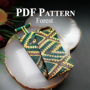 Peyoted Beaded Bracelets Pattern, Even-Count Peyote Stitch Pattern, Peyote Bracelet Pattern, Beaded Bracelet &quot;Forest&quot;