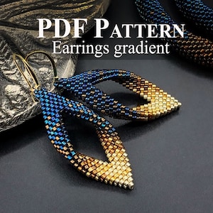 Bead Earrings Pattern - PDF pattern bead earrings - Seed Bead Earrings Pattern - Beaded Pattern Jewelry - Peyote Pattern Earrings Gradient