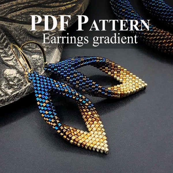 Bead Earrings Pattern - PDF pattern bead earrings - Seed Bead Earrings Pattern - Beaded Pattern Jewelry - Peyote Pattern Earrings Gradient