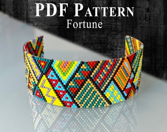 Peyoted Beaded Bracelets Pattern, Miyuki Bracelet "Fortune", Even-count Peyote Stitch Pattern + Any pattern of your choice as a gift