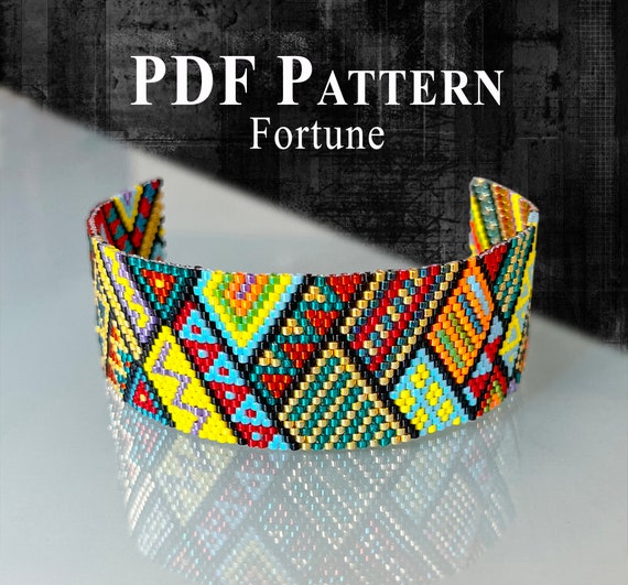 Peyoted Beaded Bracelets Pattern, Miyuki Bracelet "Fortune", Even-count Peyote Stitch Pattern + Any pattern of your choice as a gift