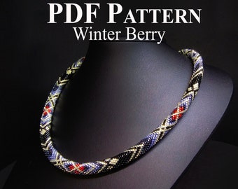 Bead Crochet Pattern - PDF pattern beads crochet necklace - Vibrant style, best quality - Beaded Necklace "Winter Berry"