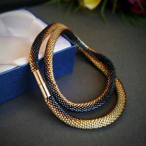 Haakpatroon kraal - Gehaakte ketting kraal - Kralenketting "Estern Snake" - Rocailles kettingpatroon - PDF-patroon sieraden afbeelding 4