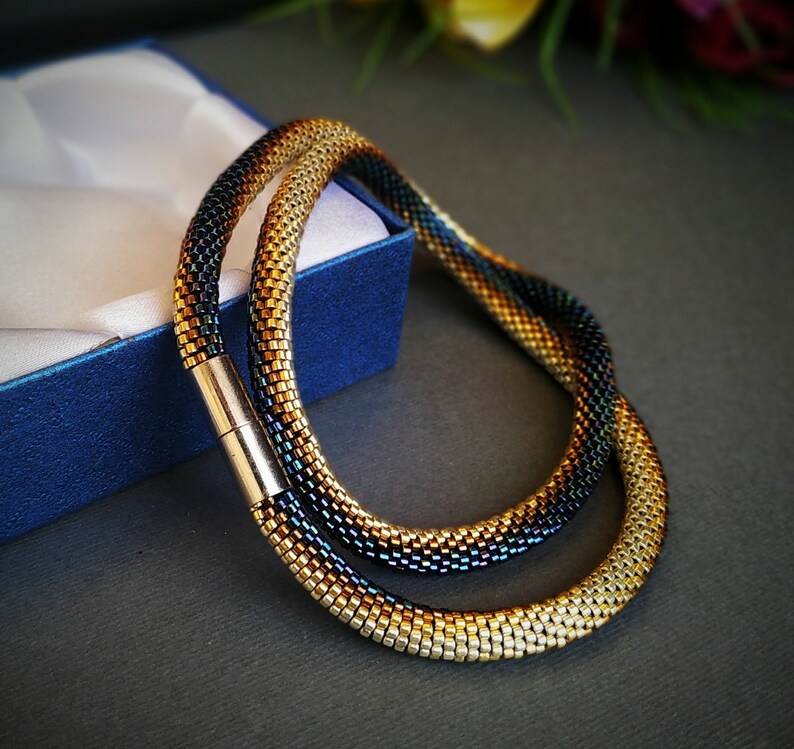 Haakpatroon kraal - Gehaakte ketting kraal - Kralenketting "Estern Snake" - Rocailles kettingpatroon - PDF-patroon sieraden afbeelding 4