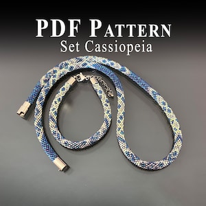 Bead Crochet Patterns for Bracelet and Necklace -  Jewelry Set &quot;Cassiopeia&quot; - Bead Crochet Pattern Bracelet + Bead Crochet Pattern Necklace