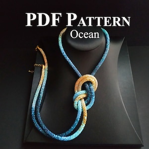 Pattern Crochet for Beaded Necklace &quot;Ocean&quot; - Bead Crochet Pattern - Bead Crochet Necklace
