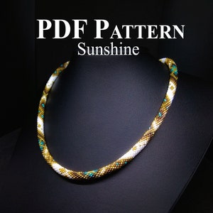 Beaded Necklace &quot;Sunshine&quot;, Bead Crochet Necklace, Beads Crochet Pattern