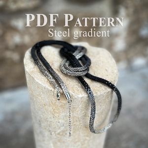 Pattern Bead Crochet Necklace - Seed Beads Necklace Pattern - Bead Crochet Pattern - Beads Crochet Necklace - Beaded Necklace Steel Gradient