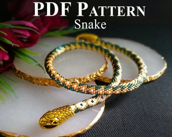 PDF Pattern Bead Crochet Necklace - Seed beads necklace pattern - Beaded necklace "Snake" - Bead Crochet Pattern