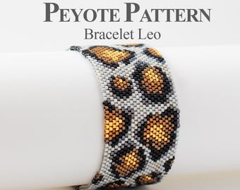 Peyoted Beaded Bracelets Pattern, Miyuki Delica Bracelet "Leo", Even-count Peyote Stitch Pattern