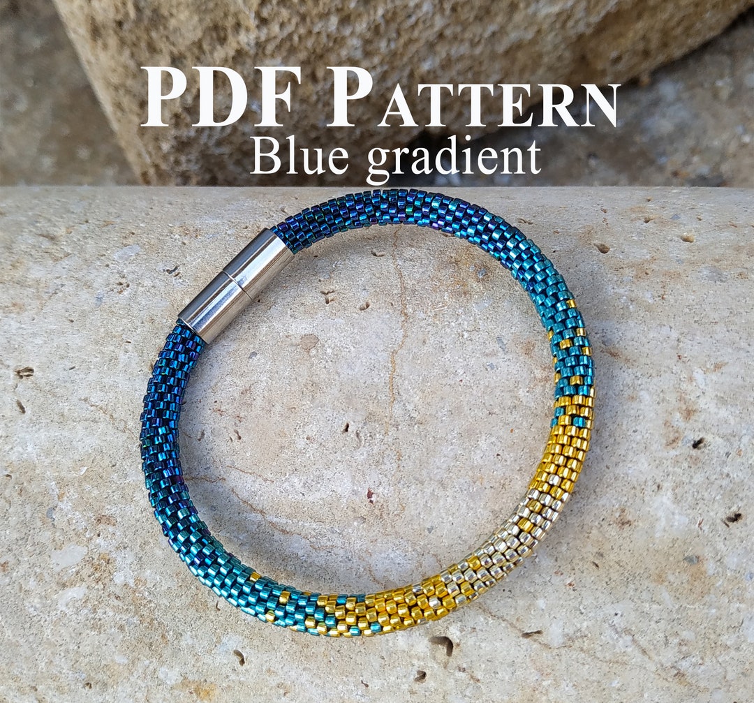 PDF Pattern Bead Crochet Bracelet Magnificent Beaded Bracelet blue