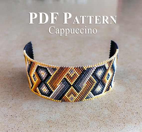 Peyote Bracelet Pattern PDF - Geometric Miyuki Delica 11/0 Pattern - Odd Count Peyote Cuff Chart - Instant Download Beading Tutorial