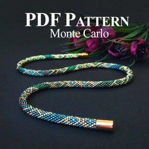 Pattern Crochet for Beaded Necklace - Bead Crochet Pattern - Bead Crochet Necklace - Beaded Necklace &quot;Monte Carlo&quot;