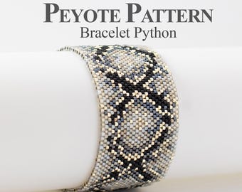 Patroon voor Peyote-armbanden met kralen, Miyuki Delica armband "Python", Peyote-steekpatroon met even aantal kralen