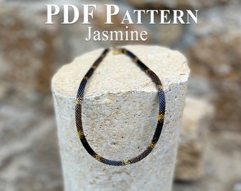 Pattern Bead Crochet Necklace - Pattern Necklace Jasmine - Seed bead necklace pattern - Rope bead crochet necklace - Beads crochet pattern