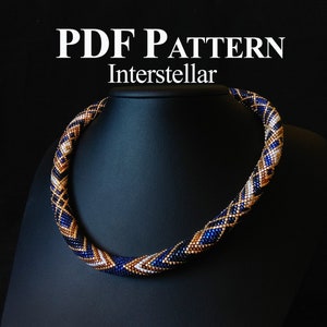 PDF pattern for bead crochet necklace - Seed beads necklace pattern - PDF pattern jewelry bead - Beaded Crochet Necklace Interstellar