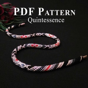 PDF pattern for bead crochet necklace - Beaded necklace &quot;Quintessence&quot; - Seed beads Jewelry - Bead Crochet Pattern - Bead Crochet Necklace