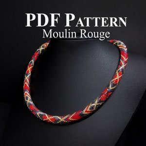 Bead Crochet Pattern - Beaded Necklace - &quot;Moulin Rouge&quot; - PDF pattern beads crochet necklace