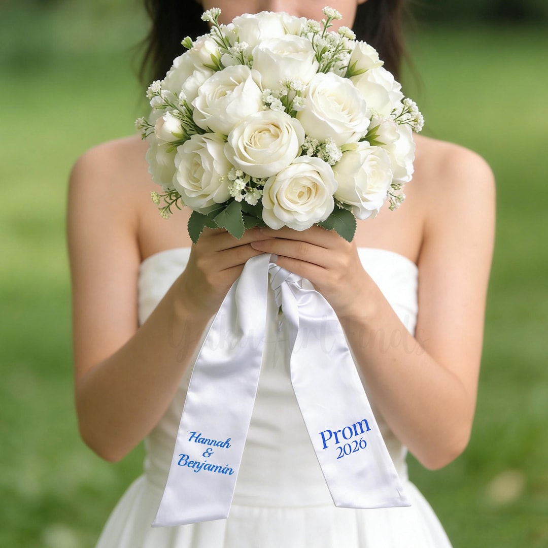 Personalized Embroidered Prom Homecoming Wedding Bouquet Ribbon Sash ...