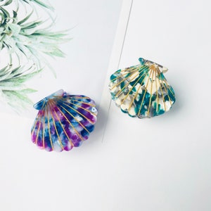 Purple/Green shell hair clip, elegant hair claw for women, acetate sheet hair barrette, girl hair crab, bridal shower gift, hair accessories