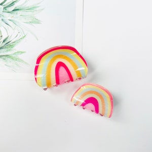 Lovely Rainbow hair claw clips, Acrylic hair claw for kids, glitter hair barrette, women hair clip, hair accessories