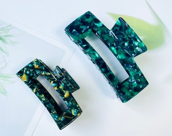 Emerald green hair clips for women, rectangle large hair claw, acetate sheet hair claw, bridal shower gift, hair accessories, Christmas gift