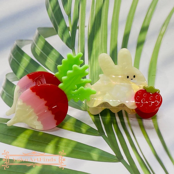 Radish Hair Claw,Cute Rabbit Hair Clip,Creative Vegetable Animal Hair Claw for Women,Acetate Hair Barrette,Funny Hair Clamp,Hair Accessories