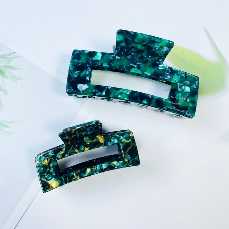 Emerald Green Hair Clips For Women Rectangle Large Hair Claw Acetate Emerald Green Hair Clips For Women Rectangle Large Hair Claw Acetate
