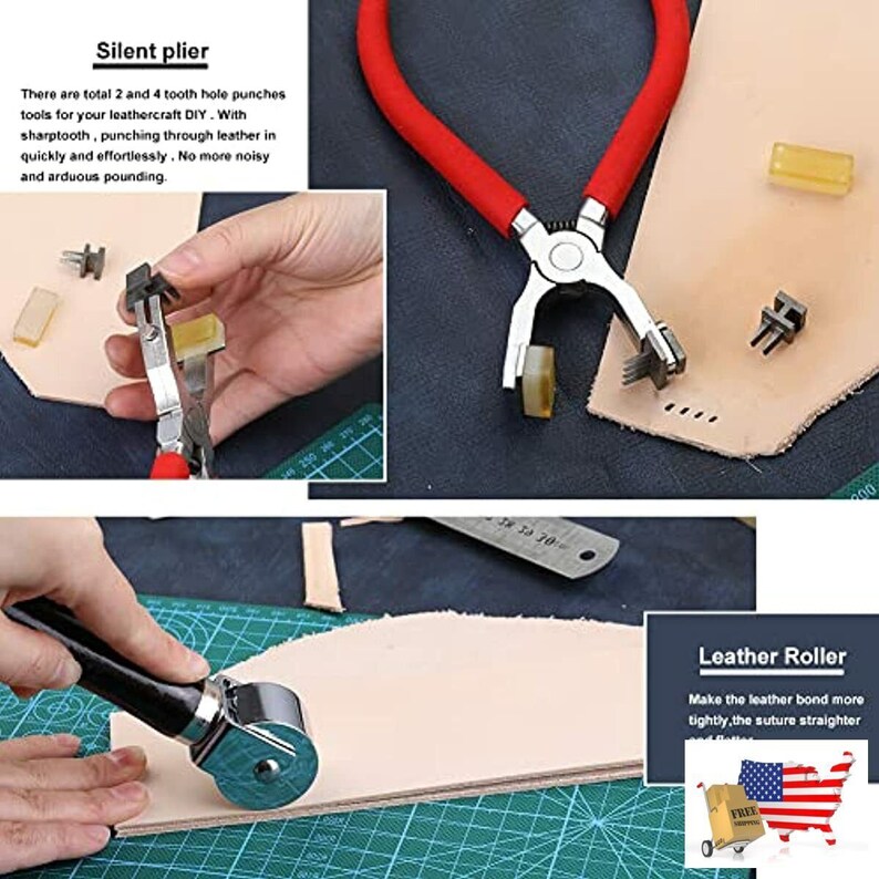 Leathercraft Tool 447 Pieces Leather Working Tools and Supplies With