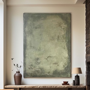 Large Green Texture Painting Green Abstract Painting Green Minimalist Painting On Canvas Wabi Sabi Wall Art Green Texture Wall Art