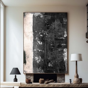 Black And Beige Wabi Sabi Wall Art Black Original Abstract Textured Painting Large Black Minimalist Painting On Canvas Morden Wall Decor