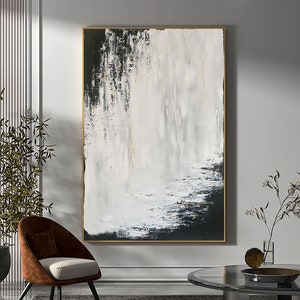 Large White and black Minimalist Abstract Painting Minimalist Painting On Canvas,Textured Painting Abstract Art White and black abstract art