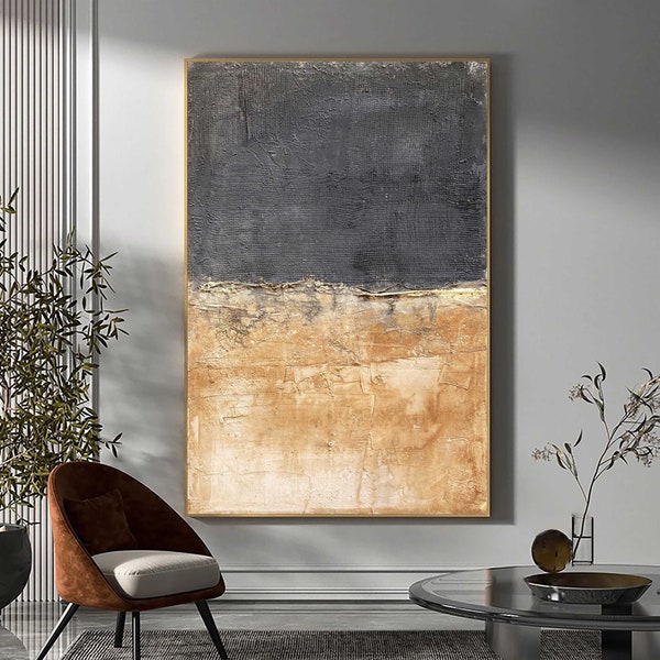 Large exclusive original Black and brown Texture Abstract Painting For Living Room Contemporary Paintings，Oversized Scandinavian Art