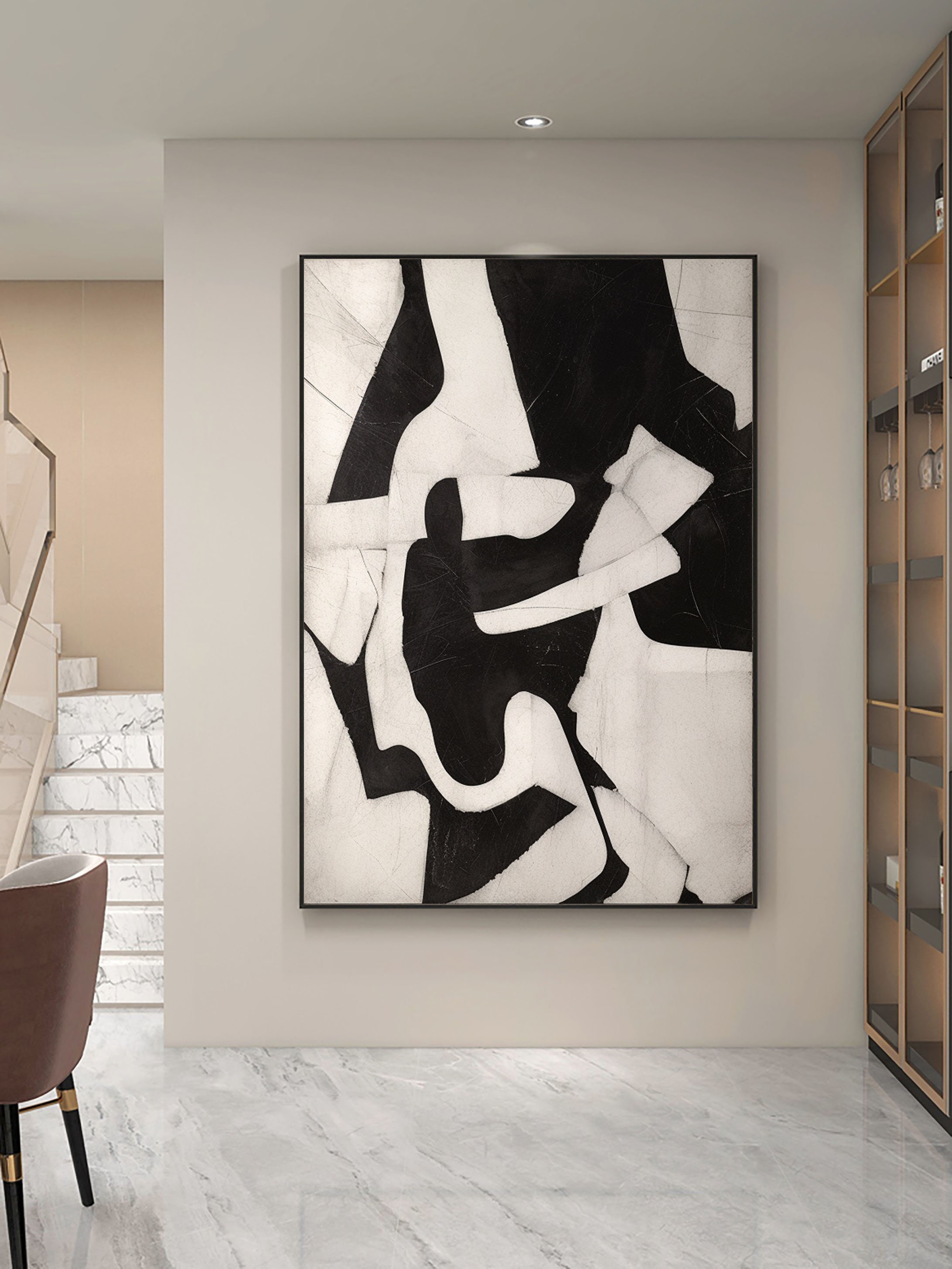 Large Abstract Painting Black and Grey Wall Art Minimalist Art - Etsy