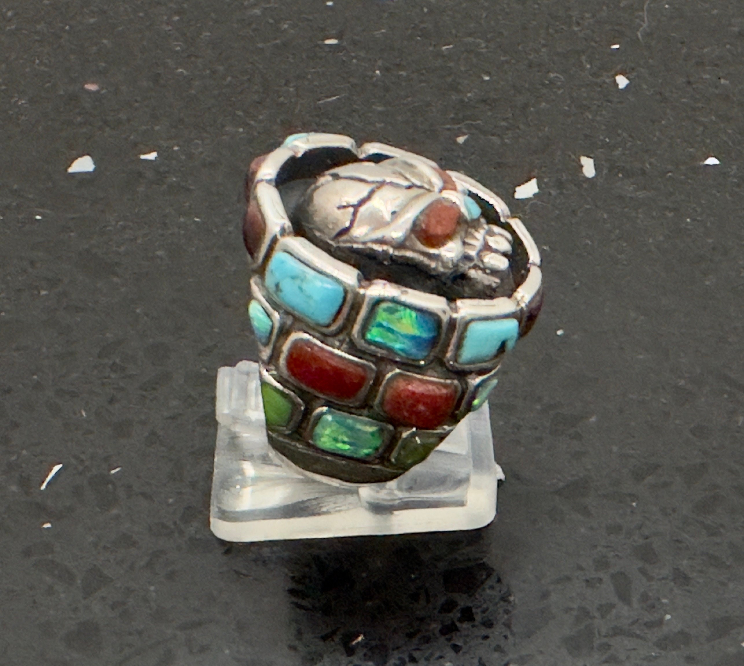 silver925×turquoise×coral skullring silver925×turquoise×coral skullring Skull Ring 925 STERLING SILVER