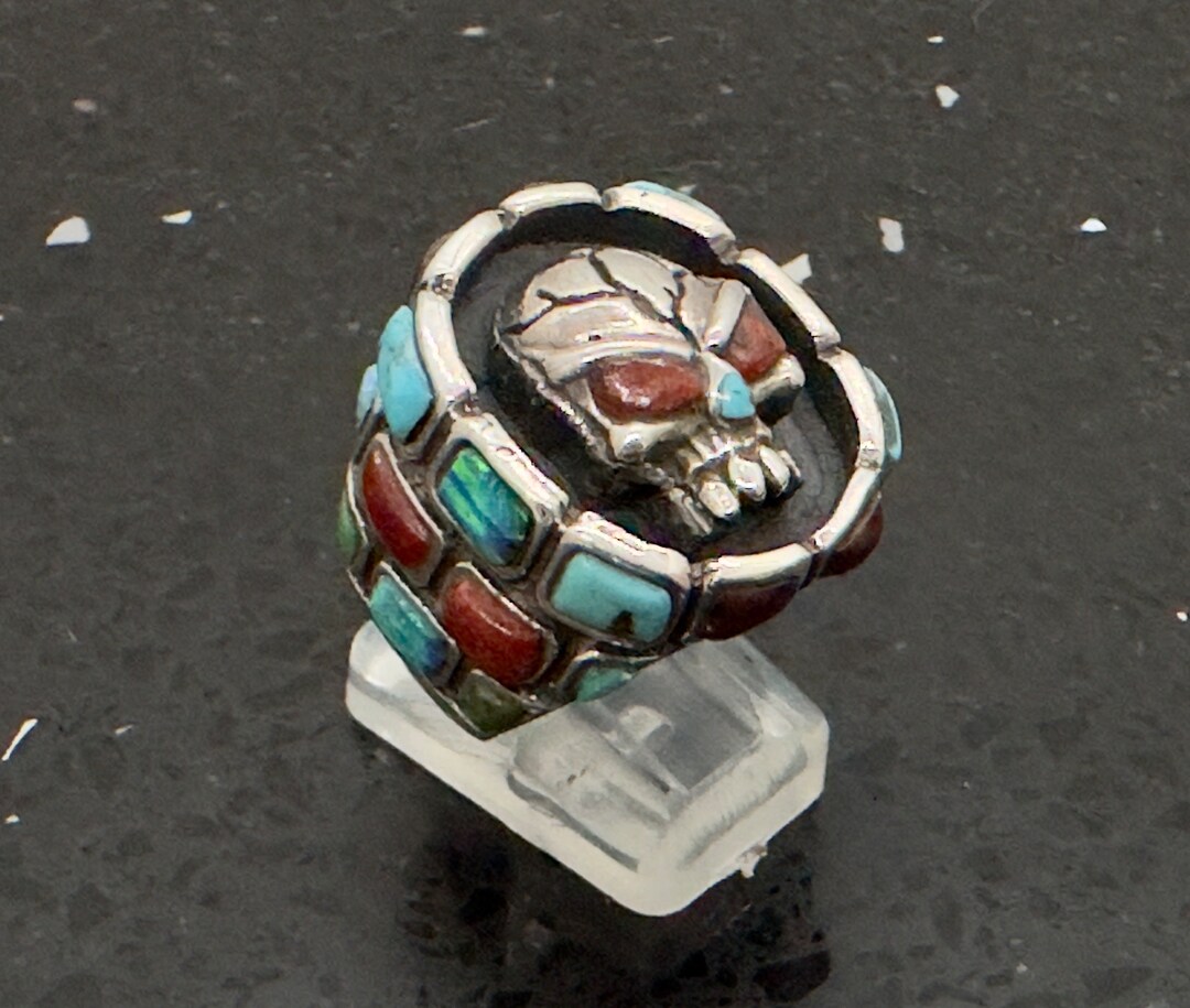 silver925×turquoise×coral skullring silver925×turquoise×coral skullring