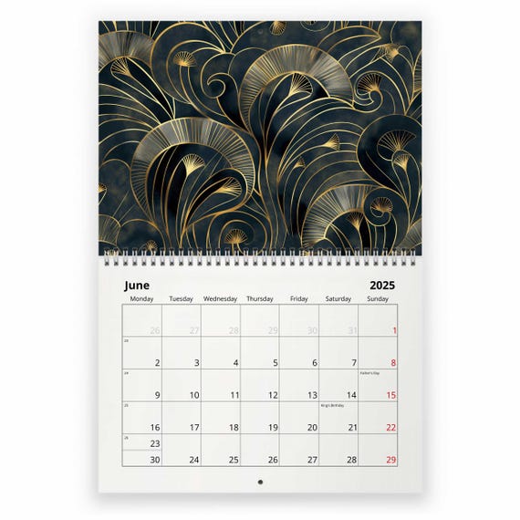 Art Deco 2025 Wall Calendar ID:W25055 - Etsy