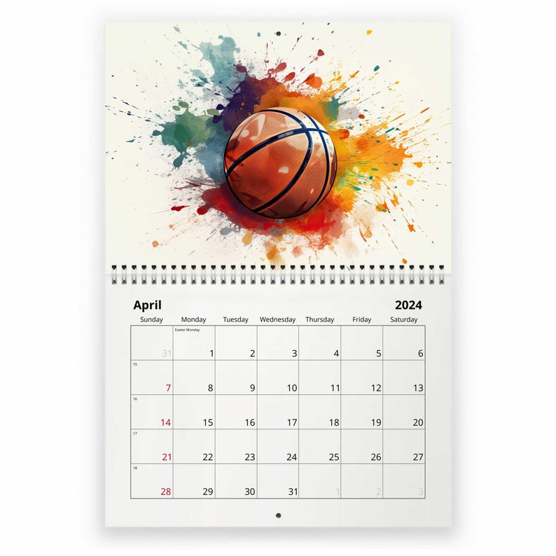 Baloncesto Calendario mural 2024 Etsy España