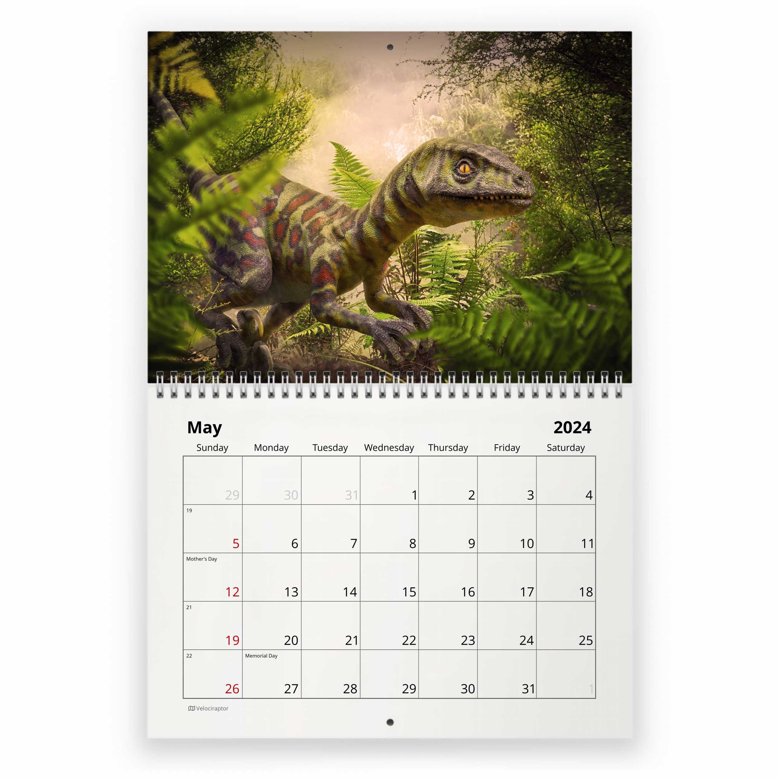 Dinosaur 2024 Wall Calendar IDW23007 Etsy
