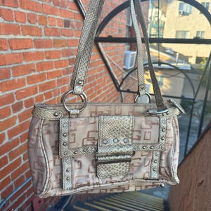 Guess Faux Croc Monogram Shoulder Bag