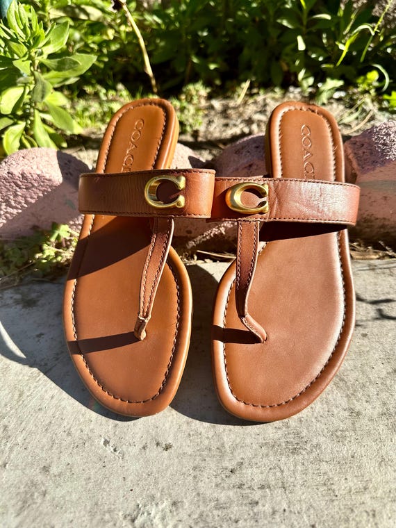 Coach Brown Leather Sandals with Cross-Strap Design Coach Outlet Link Criss Cross Sandal | ShopSimon main image 2