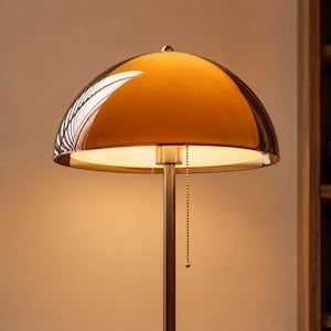 Lámpara de pie con cúpula ámbar, moderna lámpara de pie acrílica, lámpara de lectura cálida E27 para dormitorio.