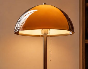 Amber Dome Floor Lamp, Modern Acrylic Standing Light, Warm E27 Bedroom Reading Lamp